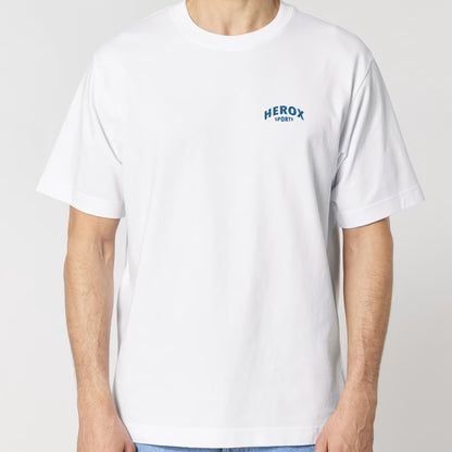 HEROX-T-shirt-oversized-We-Create-New-Athletes-Front-unisex-men-white
