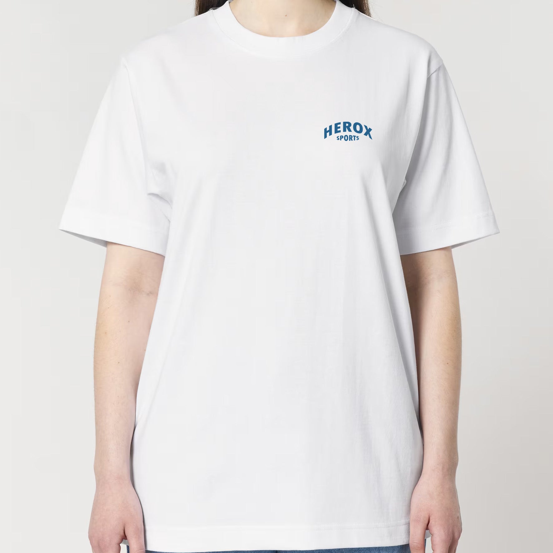 HEROX-T-shirt-oversized-We-Create-New-Athletes-Front-unisex-woman-white